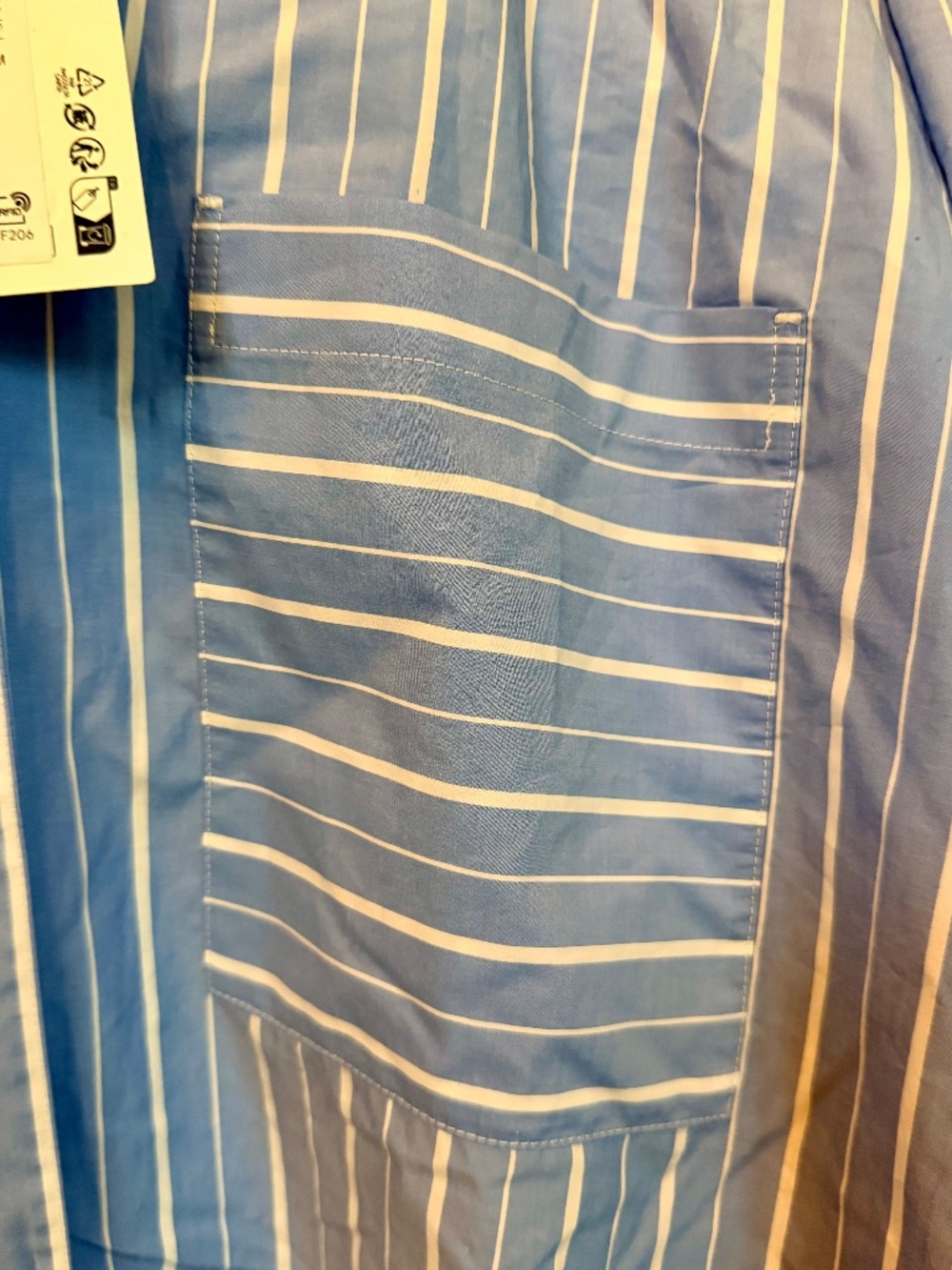 New w/Tags Blue-and-White Striped Cotton Poplin Pajama-Style Shirt by COZ Sz M - Picture 5 of 8